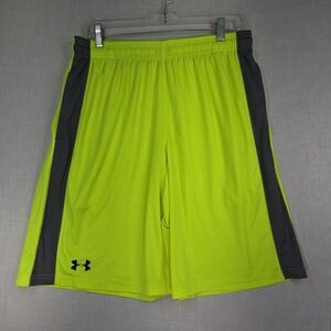 Under Armour Athletic Shorts Boys Large Neon Lime Green Loose Fit Basketball Gym